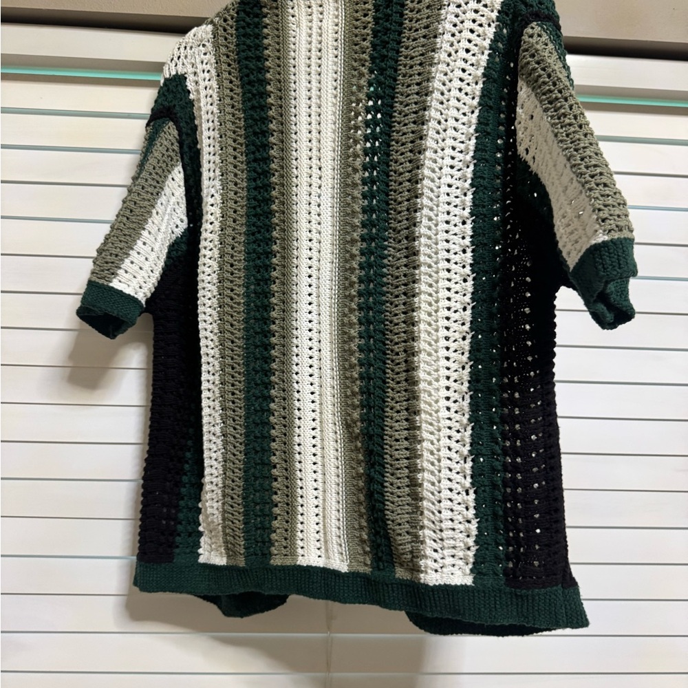 Striped Knit Sweater - Green, Black, and White! NEVER WORN! Tags removed.